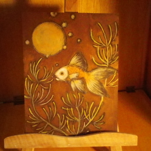 月と金魚 絵画 アサ 通販 196074｜Creema(クリーマ)