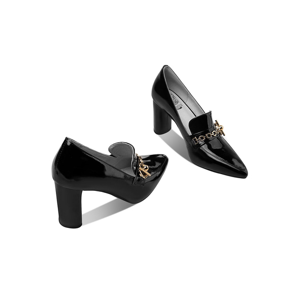 ポインテッドトゥエナメルハラコレザーメタリックビット付きシューズパンプス全2色 VQ1598964411(12241円)