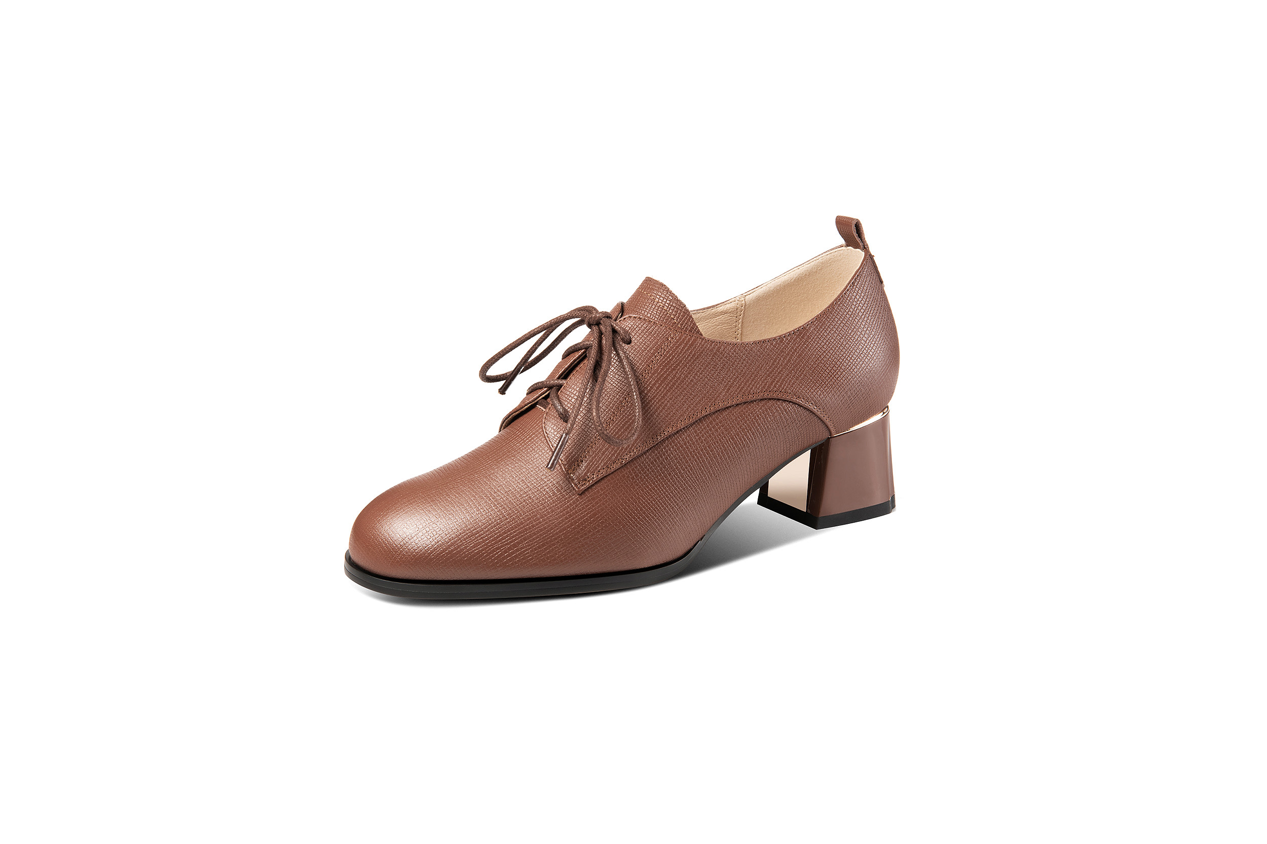 ラウンドトゥハラコレザーレースアップシューズ全2色子牛革靴