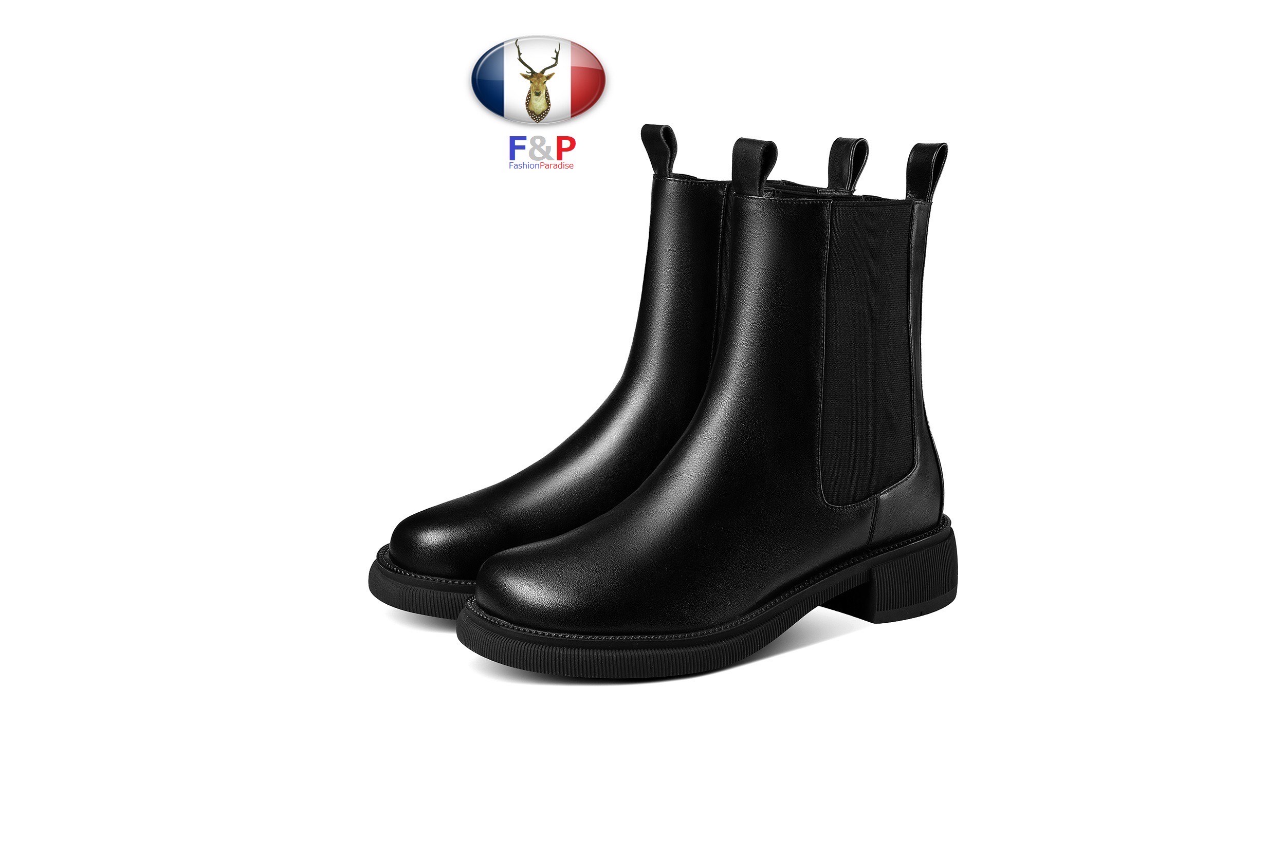 ラウンドトゥハラコレザーサイドゴアショートブーツ筒丈14.5cm全2色