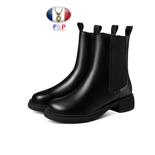 ラウンドトゥハラコレザーサイドゴアショートブーツ筒丈14.5cm全2色