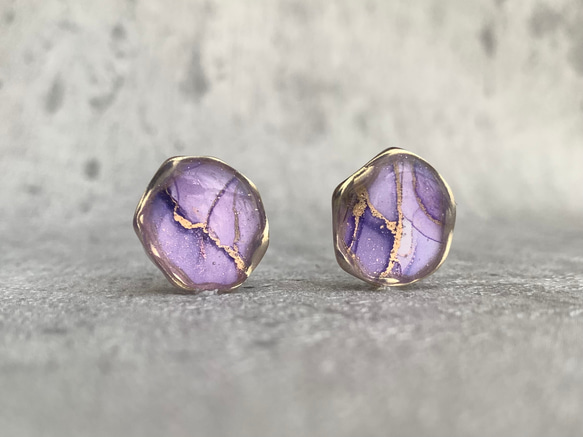 パープルアゲート＊ピアスorイヤリング グレープアゲートのイヤリング