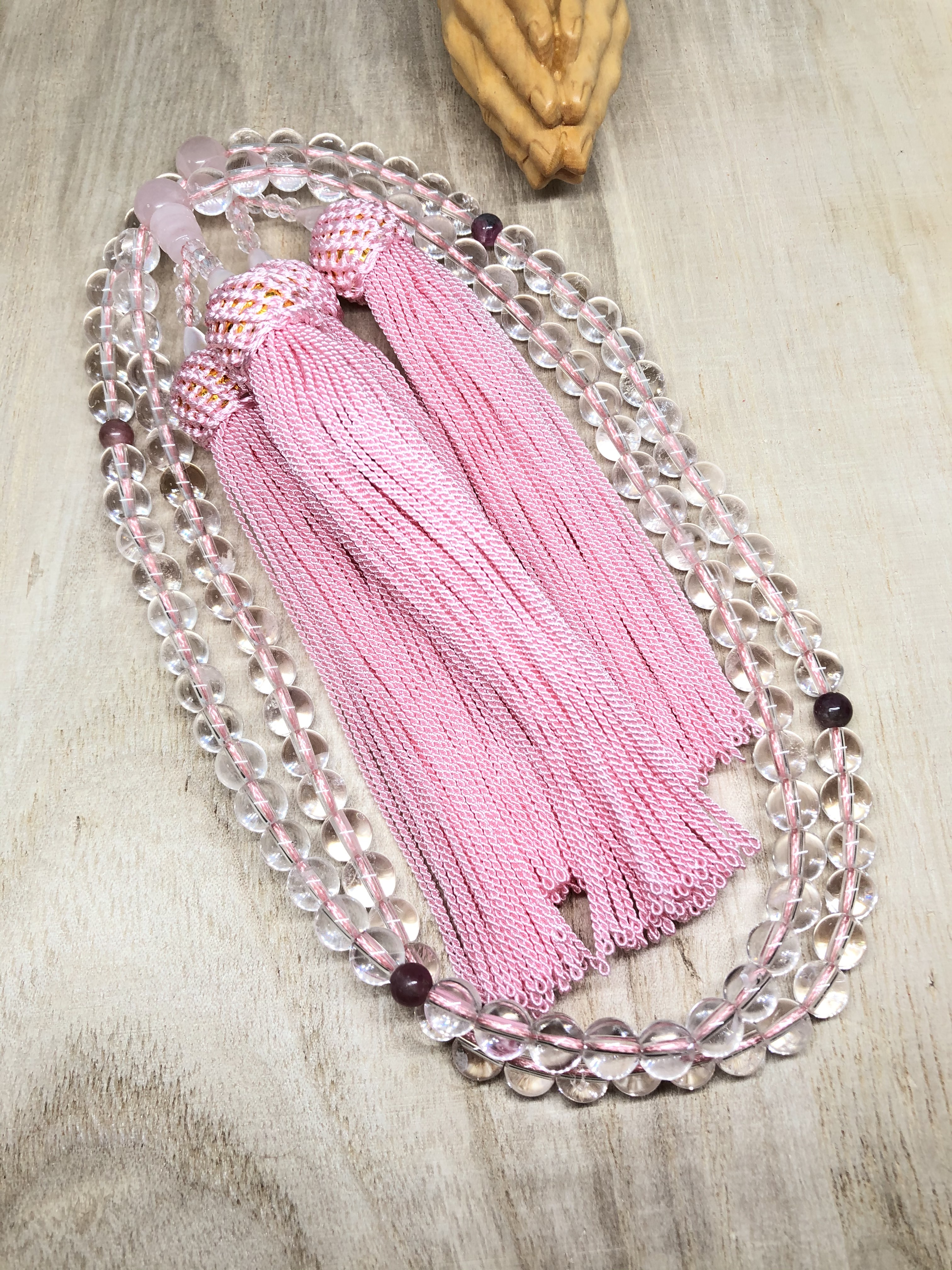 全宗派共通✳︎本式108珠念珠✳︎数珠　水晶　ローズクォーツ