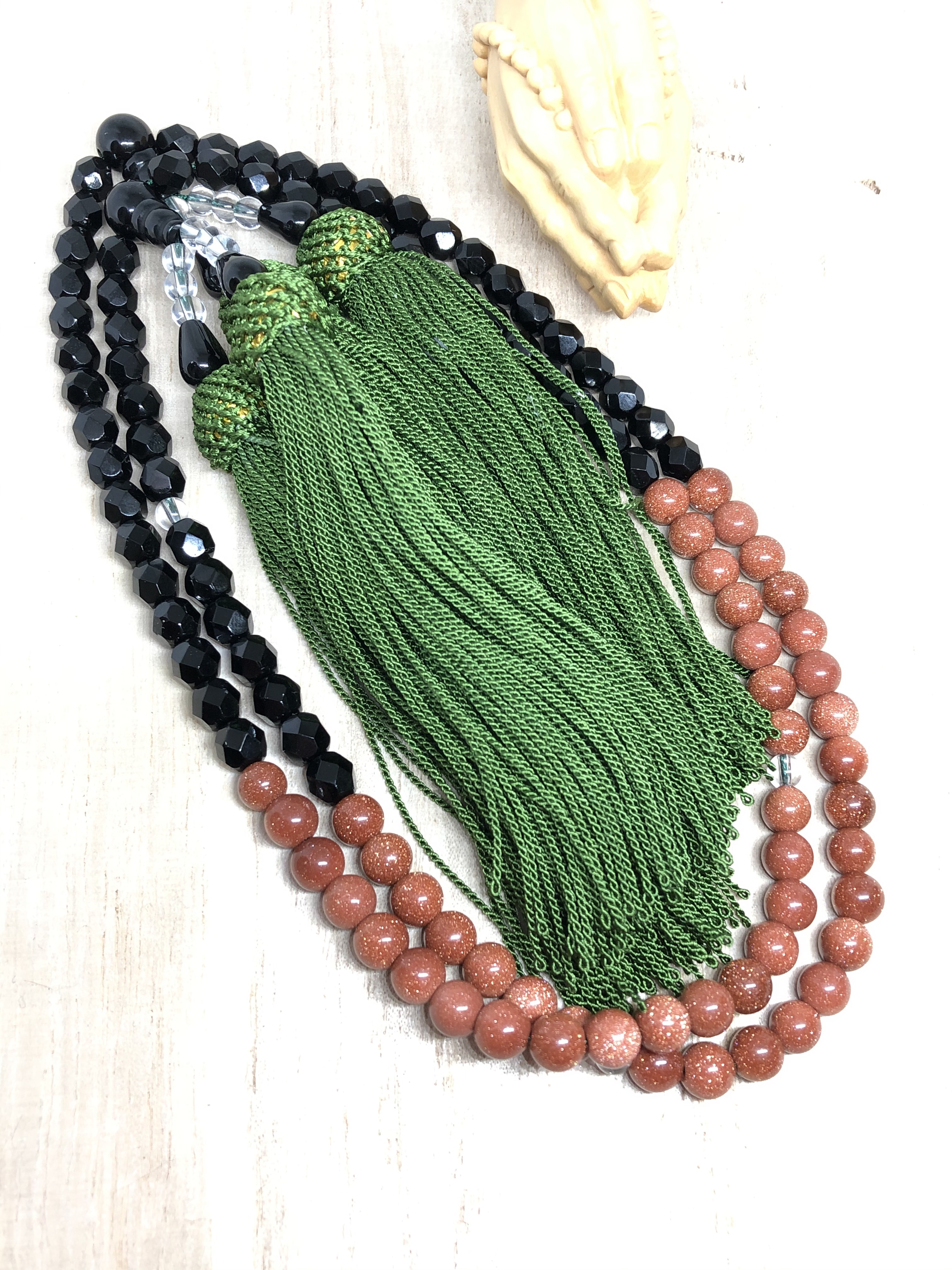 全宗派共通✳︎本式108珠念珠✳︎ゴールドストーン　チェコビーズ✳︎数珠