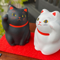 ショップいち押し 猫 白黒ペア招き猫 谷中堂 招き猫 開運 谷中堂 通販