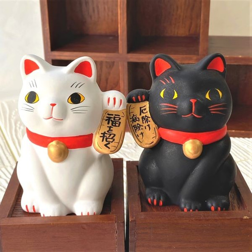 招き猫 白黒・小判猫 2種類 ねこ 猫雑貨 招き猫 開運 谷中堂