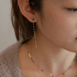 [433 Studio] 925 silver [Reunion Earring] 菱形尖晶 + 小圓尖晶垂吊耳環 第3張的照片