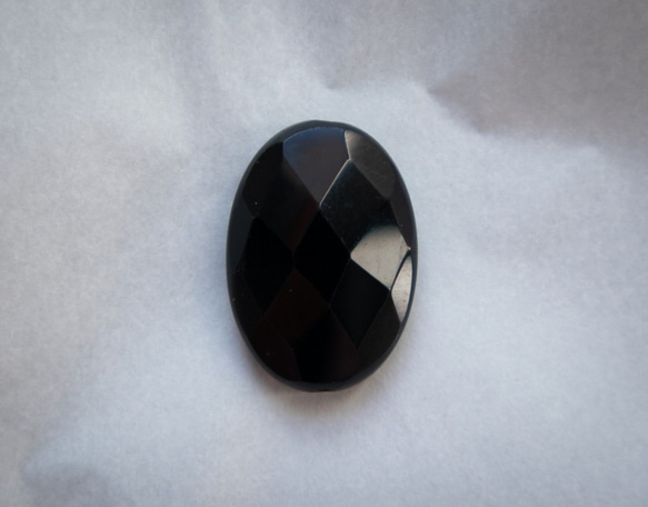 (2件套) 天然石材黑縞瑪瑙(BLACK  ONYX) 。橢圓形切面(通孔)‧DIY‧Findings‧配件 第1張的照片