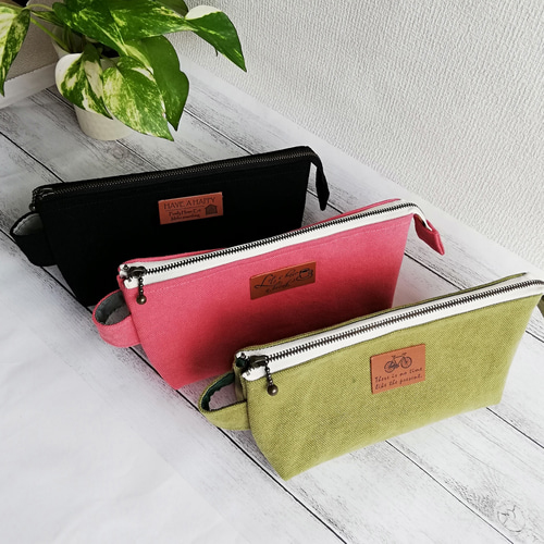 大容量ペンケース 帆布 大きめポーチ 小物入れ ペンケース ぽとすこ