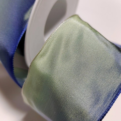 フランス製　リボン　グラデーションリボン　5ｃｍ幅　ブルー・グリーン系 2枚目の画像