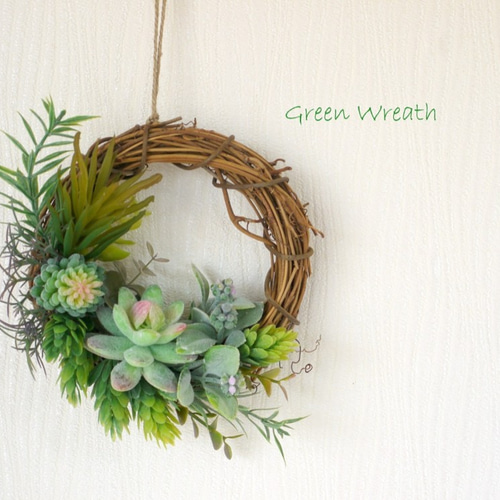 再再再再販 ぷにぷに多肉植物 ウォールグリーンリース フェイク  