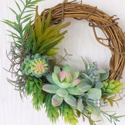 再再再再販 ぷにぷに多肉植物 ウォールグリーンリース フェイク  