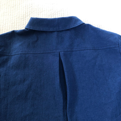 スカート屋さんの着まわしたくさんできますしっかりリネン生地で小さな丸襟ブラウス　青 4枚目の画像
