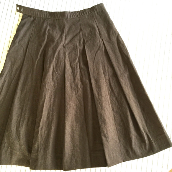 再再販 秋冬 ハーフリネン大人可愛いスカート 茶色 5枚目の画像