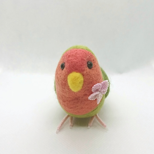 羊毛フェルト　サクラインコ リアルサイズ♪ コザクラインコ ノーマル 羊毛フェルト 受注作成
