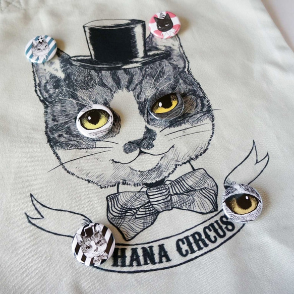 HANA circus original 缶バッジ　3個セット　猫目セット 5枚目の画像