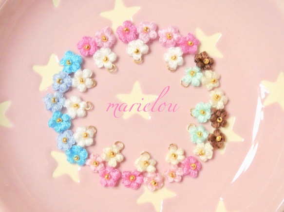ふんわりお花のミニブーケネックレス♡ガーリーピンク 4枚目の画像