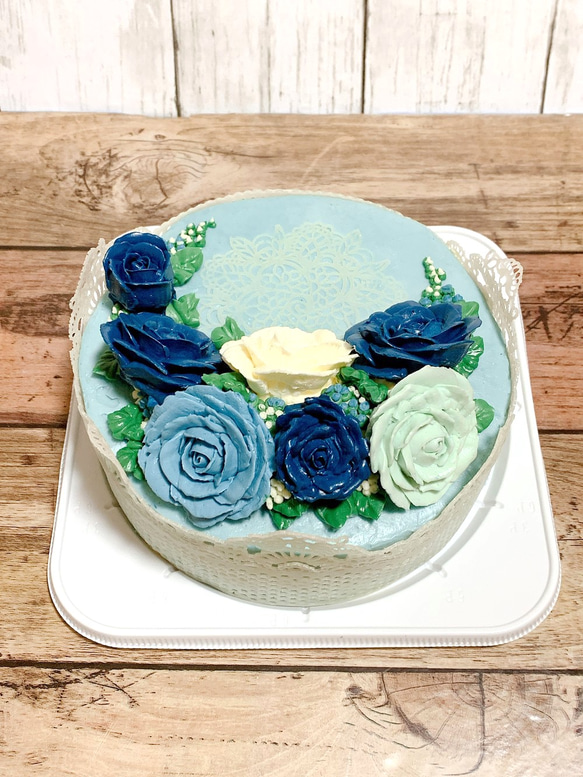 期間限定グラスフェッドバター使用６号＊薔薇の総レースケーキ＊Creema限定 5枚目の画像