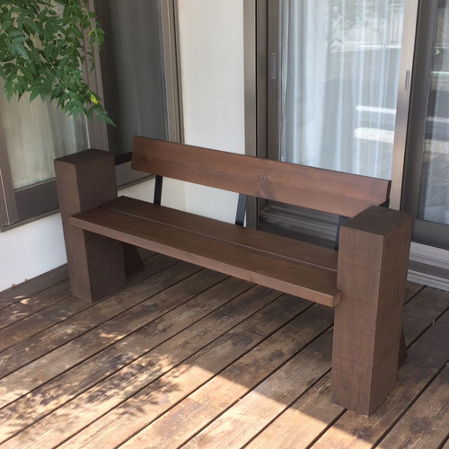 【一点物】天然無垢材　木製ベンチ　背もたれ付き 一点物】天然無垢材 木製ベンチ 背もたれ付き 天然無垢材 背もたれ付き