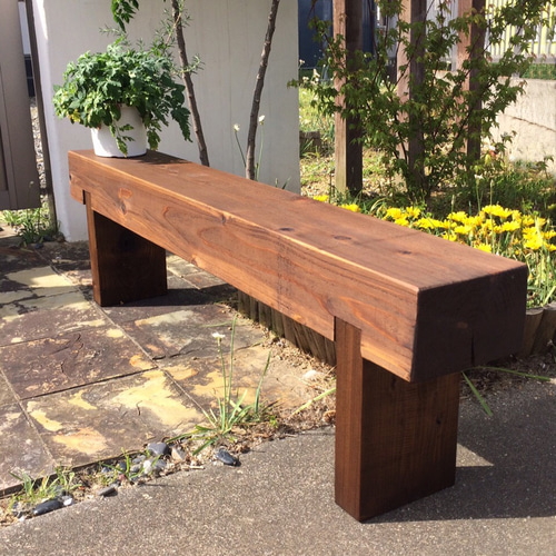 幅170cmフラワーガーデンどっしりベンチ☆防腐処理 ◎横幅125cm