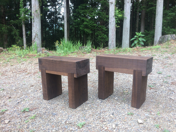 【2脚セット】木製 ベンチ 椅子 公園 古民家 防腐処理 ガーデニング 9枚目の画像