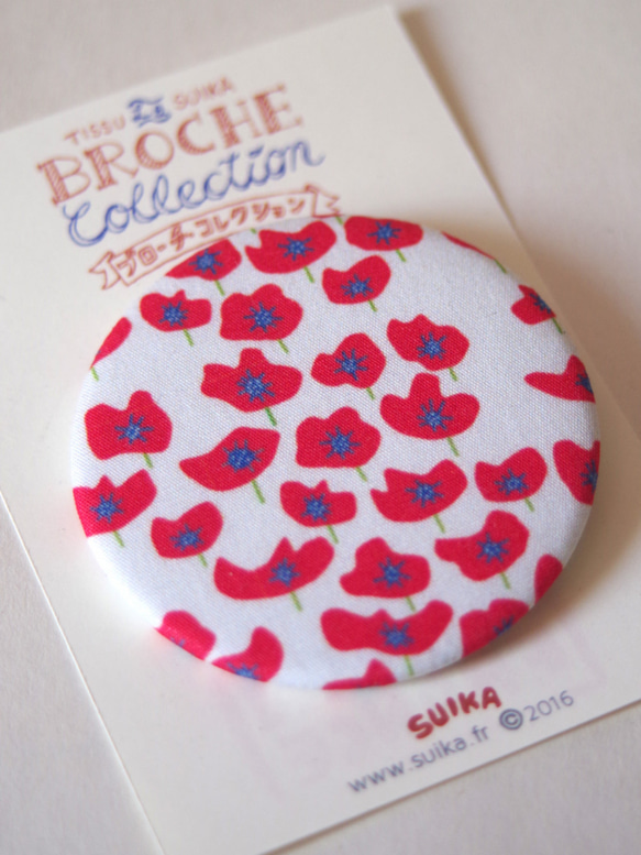 Broche "Coquelicot"/ ブローチ "ひなげし"白　小柄 2枚目の画像