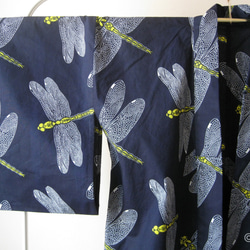 アフリカン・ファブリックの着物／Kimono Africain - bleu marine libellule 3枚目の画像