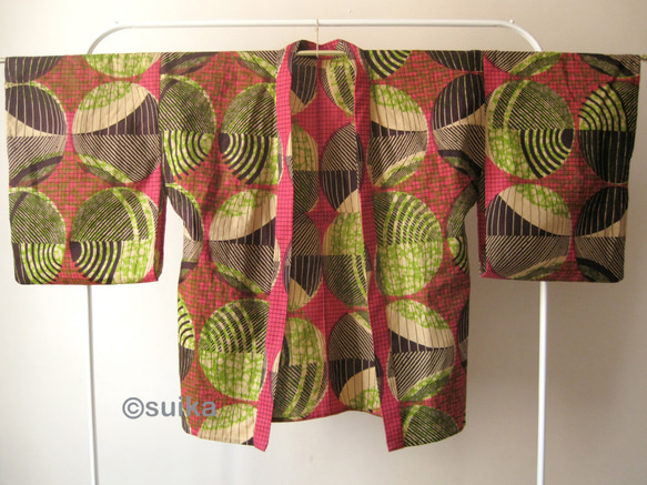 アフリカン・ファブリックの着物／Kimono Africain - geometric rose 4枚目の画像