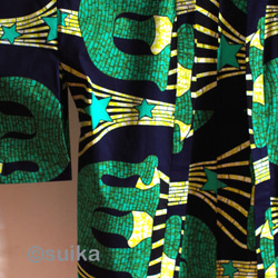 アフリカン・ファブリックの着物／Kimono Africain - éléphant en brique étoiles 4枚目の画像