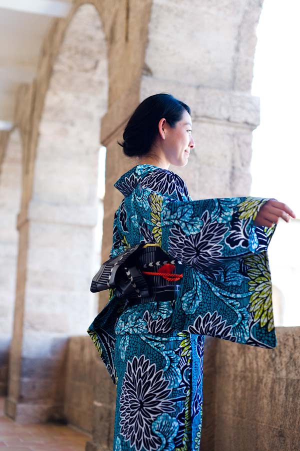 アフリカンバティック　浴衣　【新品】　パープル×グリーン アフリカンバティック 浴衣 【新品】 パープル×グリーン アフリカン