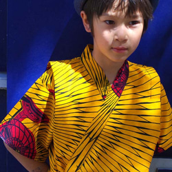 送料無料☆南仏発★アフリカン・ファブリックのこどもじんべい☆Lサイズ☆せんぷうき★ 3枚目の画像