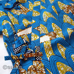 40%OFF!★送料無料☆南仏発★アフリカン・ファブリックの子供甚平☆Lサイズ☆波クジラ★ 5枚目の画像