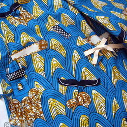 40%OFF!★送料無料☆南仏発★アフリカン・ファブリックの子供甚平☆Lサイズ☆波クジラ★ 6枚目の画像