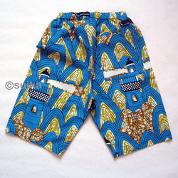 40%OFF!★送料無料☆南仏発★アフリカン・ファブリックの子供甚平☆Lサイズ☆波クジラ★ 8枚目の画像