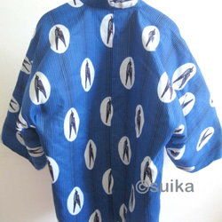 冬の新作☆南仏より★アフリカン・ファブリックの半纏☆ツバメ・ブルーマリン★送料無料 8枚目の画像