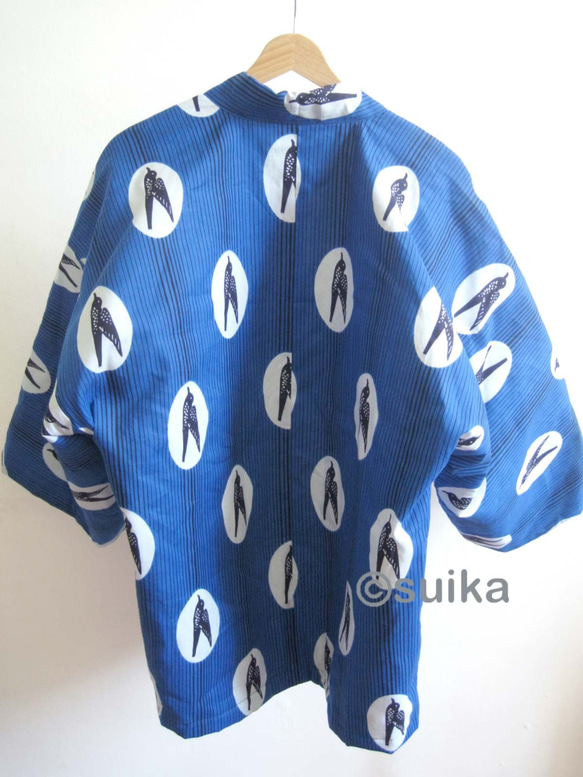 冬の新作☆南仏より★アフリカン・ファブリックの半纏☆ツバメ・ブルーマリン★送料無料 8枚目の画像