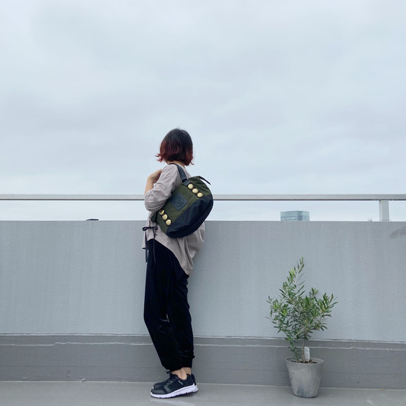 Sサイズ】大人かっこいいボストンバッグ＊カーキ＊ポーランド軍