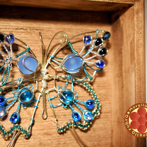 幻想的なブルーバタフライアート 額縁付き インテ リア 壁掛け装飾品