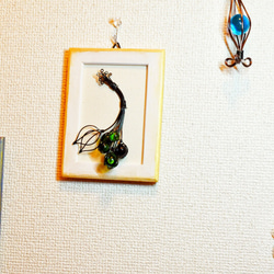 ［額装］葉っぱと木ノ実(緑)［マーブルアート］ 3枚目の画像