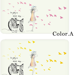 抗菌 送料無料 マスクケース 日本製 マスクカバー 自転車と少女 おしゃれでかわいいデザイン 携帯ポーチ 2枚目の画像