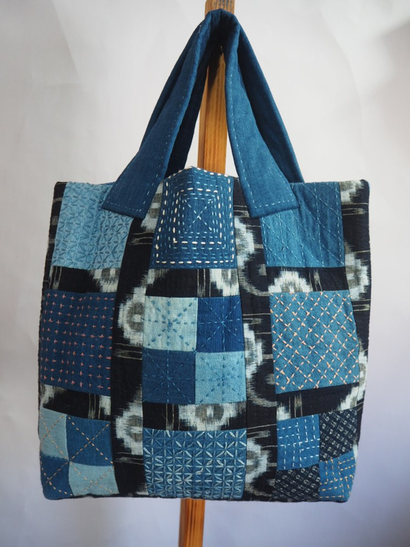 絣と藍の刺し子バック トートバッグ yamamomo 通販 8581675｜Creema