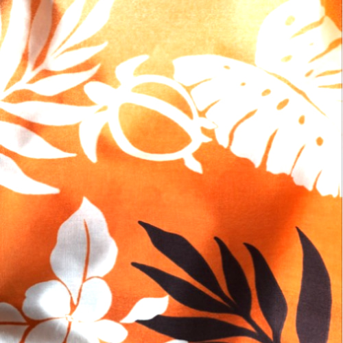 パウスカート#大人用#海亀#ホヌ#プルメリア#モンステラ#オレンジ