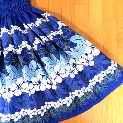 フラダンス/パウスカート/大人用　ブルー、青 パウスカート#大人用#ブルー#青#ハイビスカス フレアスカート