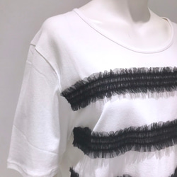 BORDER LACE T-SHIRTS / 99 BLACK 2枚目の画像