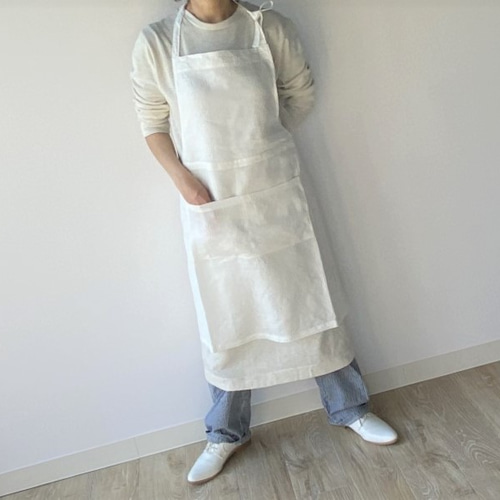 Merci 100%リネン エプロン ホワイト　新品未使用 楽天市場】【特典付き】 フルエプロン ミラ ブラン リーノエリーナ