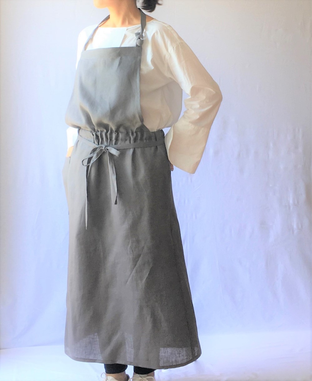 ✨新品✨ エプロン レディース 大人 おしゃれ グレー かわいい リネン おしゃれ レディース かわいい 大人 ✨新品✨ エプロン リネン グレー