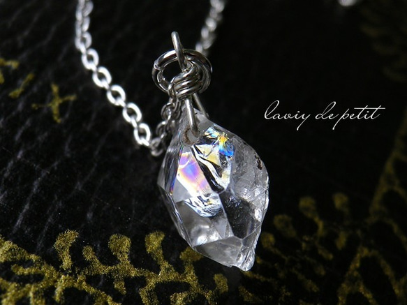 silver925/ハーキマーダイヤモンドの1粒ネックレス 3枚目の画像