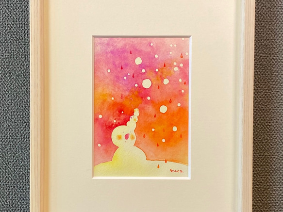 【原画】水彩イラスト✳︎心が暖まるスノーマンの絵✳︎額付き 3枚目の画像