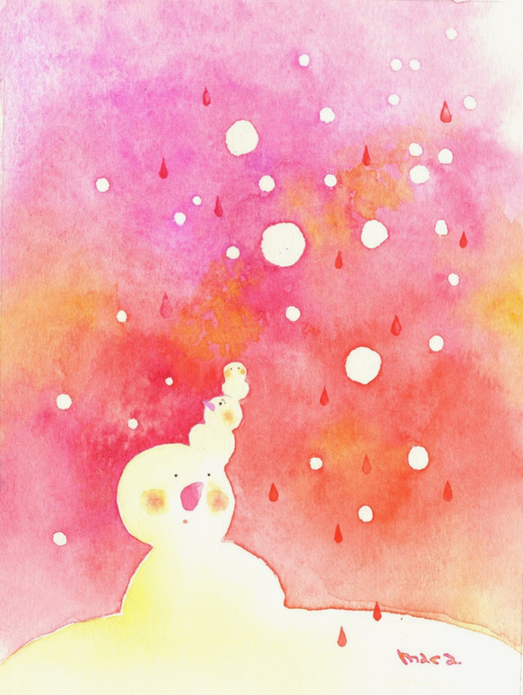 【原画】水彩イラスト✳︎心が暖まるスノーマンの絵✳︎額付き 4枚目の画像