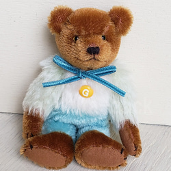 テディベア ★☆優しくむぎっとしてね♪ブルー系★☆可愛い teddy bear クマ アンティーク ヴィンテージ 癒し 2枚目の画像